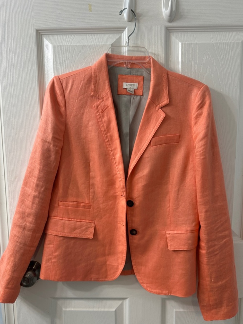 J. Crew Orange (Coral) Linen Notch Lapel Blazer size 10